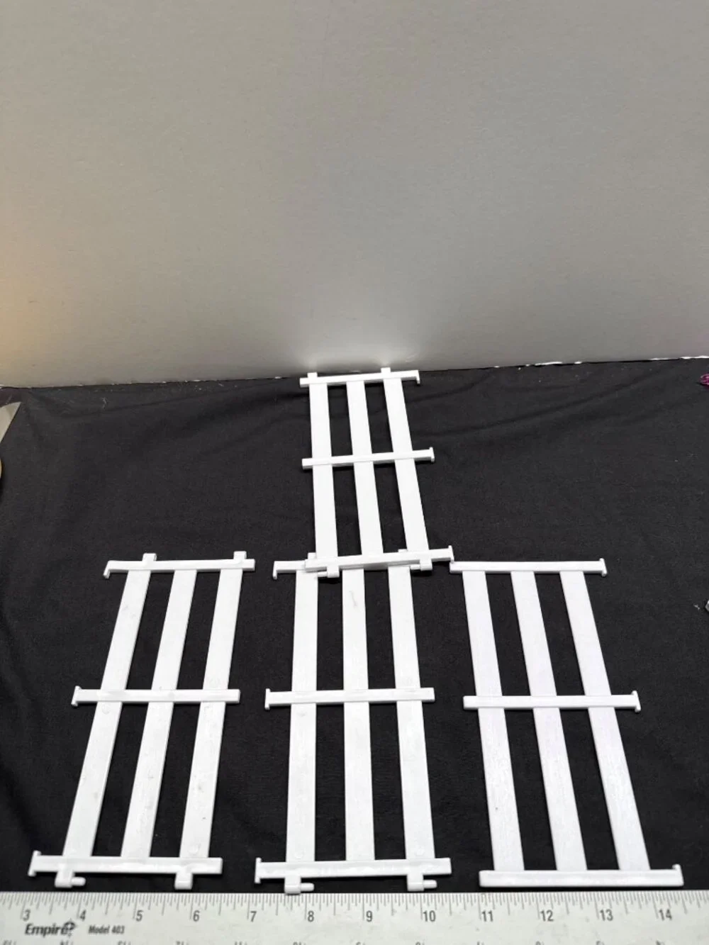 Set Of Miniature White Plastic Fences For Crafting Model Railroads Or Dioramas -